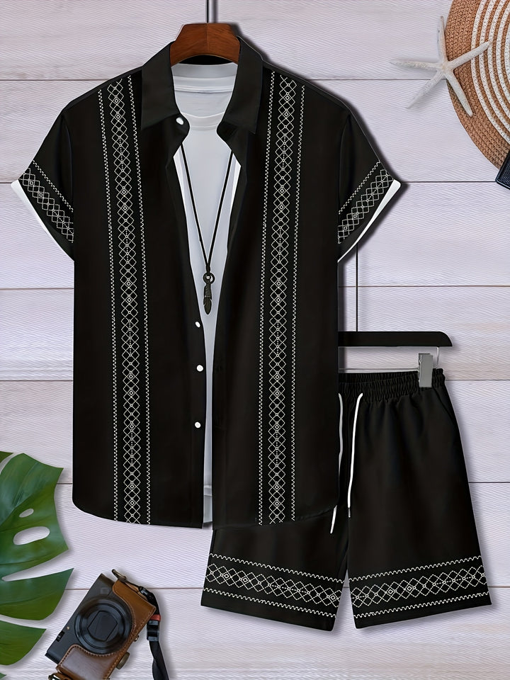 Donovan | Men's Geometric Print Shirt & Shorts Set