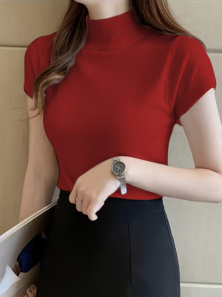 Josephine | Refined Mock-Neck Short-Sleeve Top