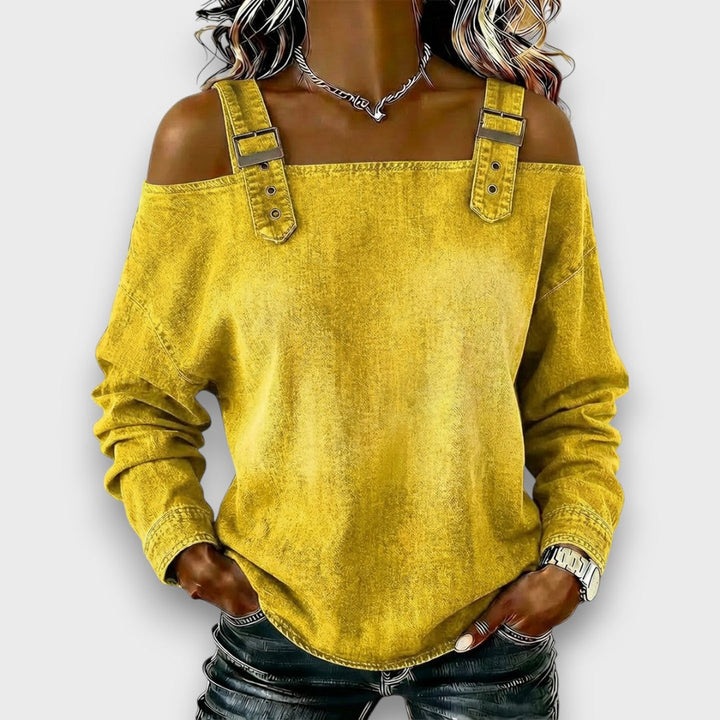 Everly | Cold-Shoulder Buckle-Strap Top