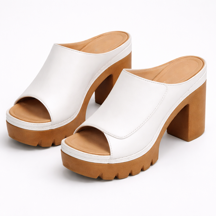 Hattie | Chunky Platform Heeled Mules