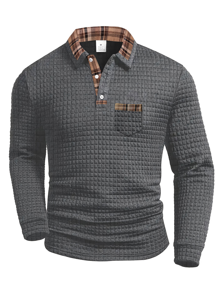 Perry | Men's Waffle Knit Plaid Collar Polo