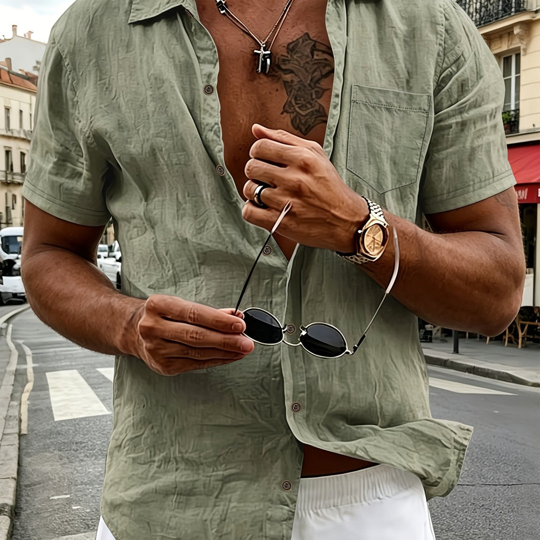 Callum | Men's Linen Short Sleeve Henley Shirt