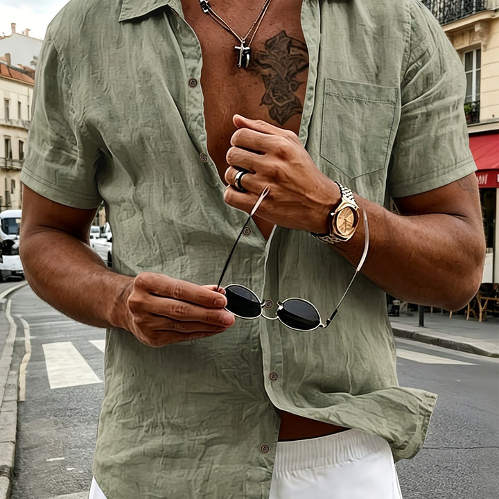 Callum | Men's Linen Short Sleeve Henley Shirt