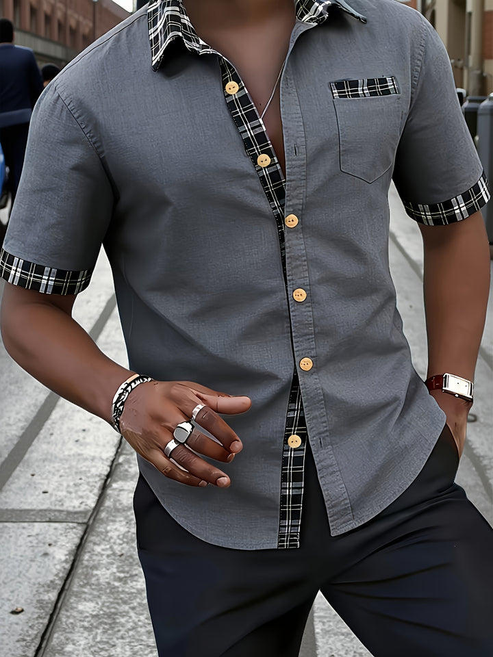 Fletcher | Men's Plaid Trim Short Sleeve Shirt