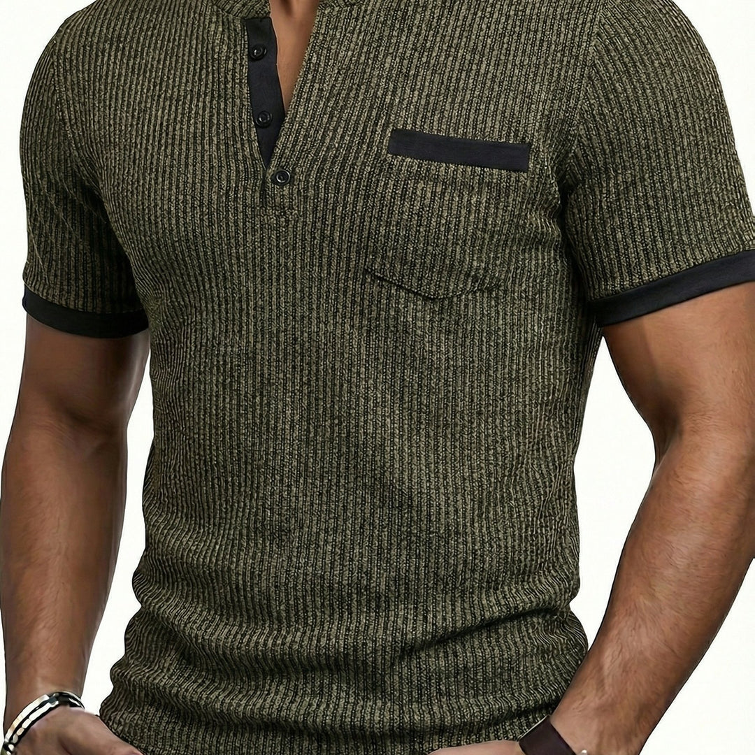 Barry | Men's Textured Knit Short Sleeve Henley