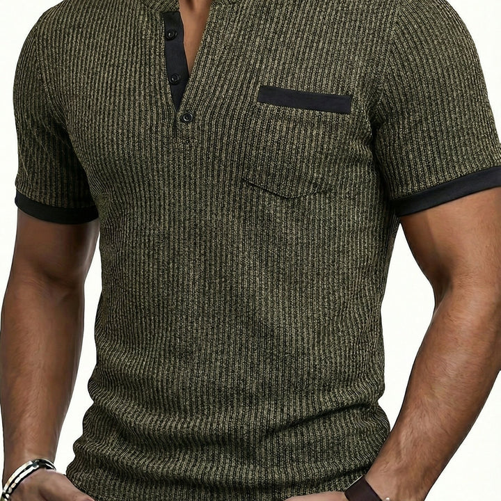 Barry | Men's Textured Knit Short Sleeve Henley