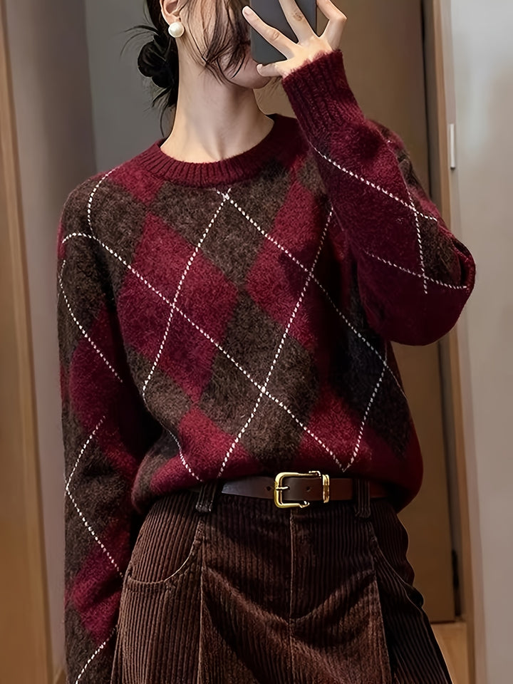 Cordelia Rose | Diamond Check Knit Sweater