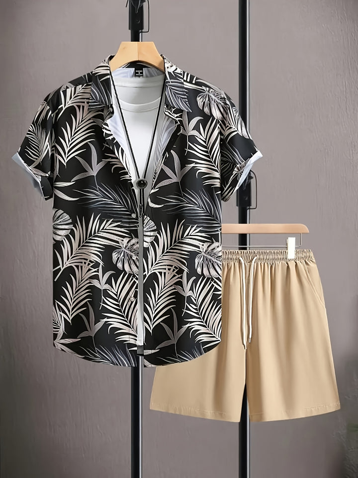 Cayman | Men's Botanical Print Short Sleeve Shirt & Shorts Set