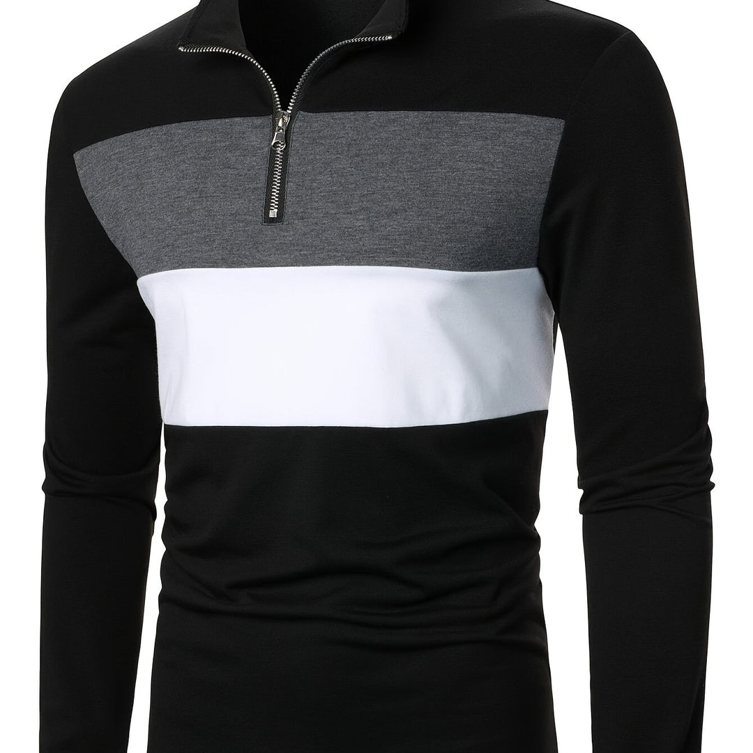 Spencer | Color-Block Quarter-Zip Polo Shirt