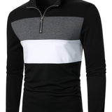 Spencer | Color-Block Quarter-Zip Polo Shirt