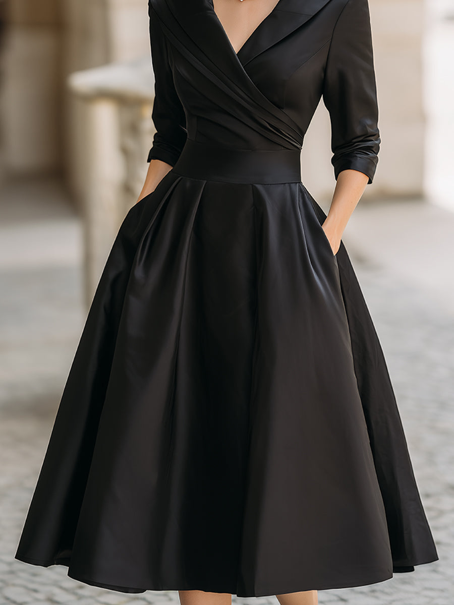 Wren | Shawl Collar A-Line Midi Dress
