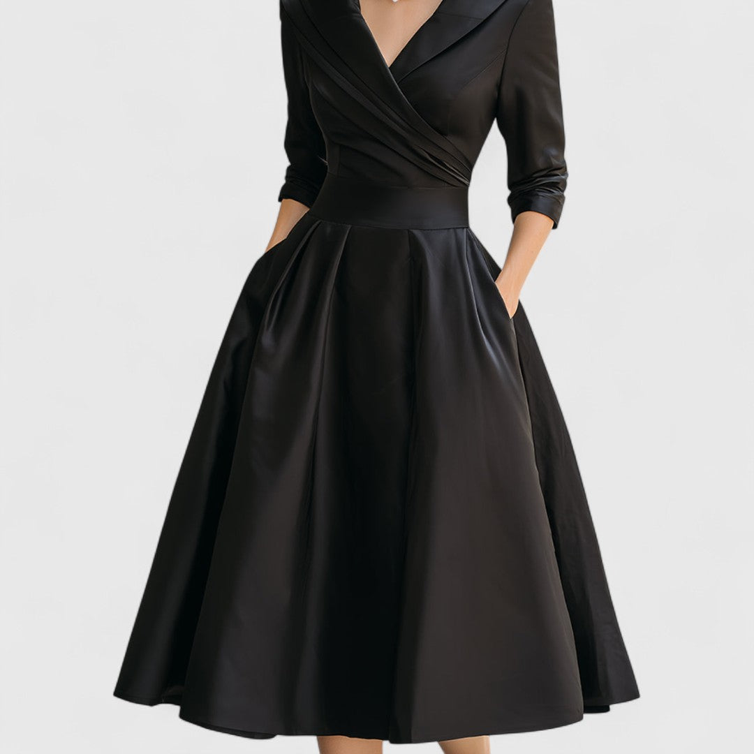 Lavinia | Pleated Collared Midi Dress