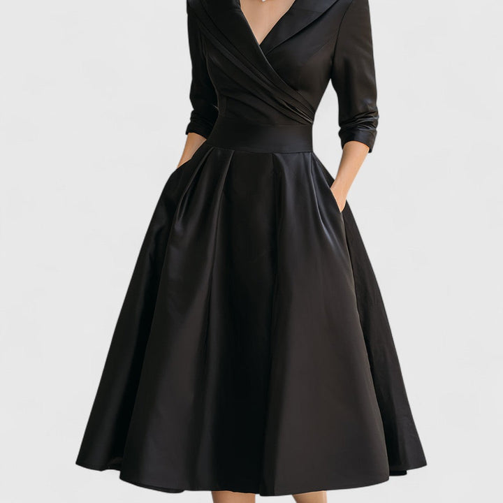 Lavinia | Pleated Collared Midi Dress