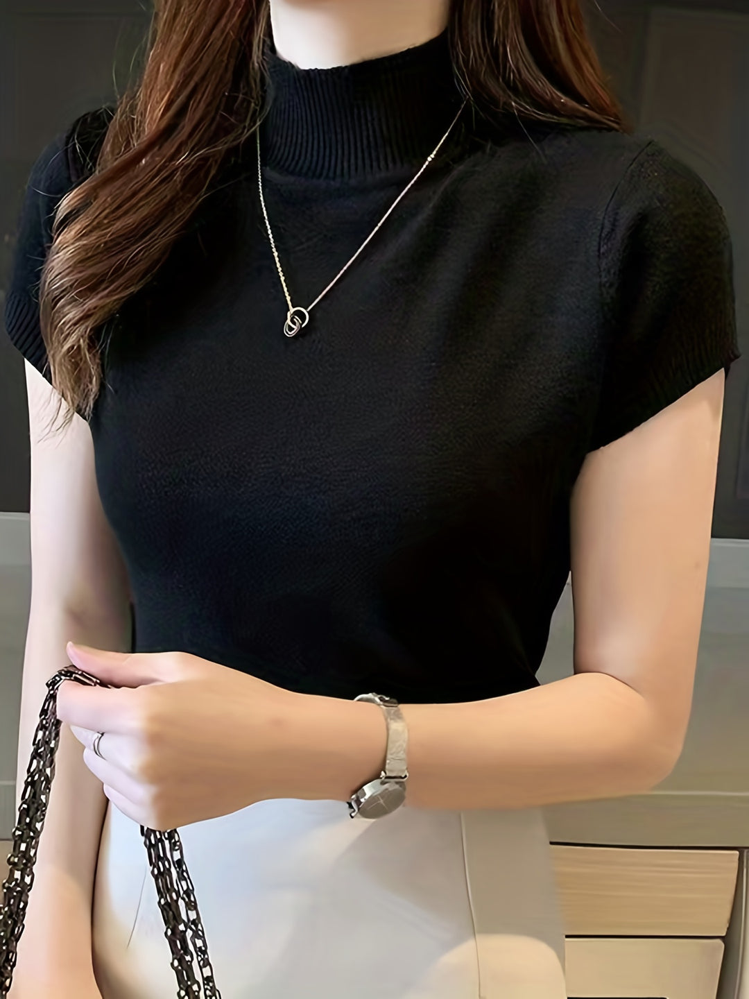 Josephine | Refined Mock-Neck Short-Sleeve Top