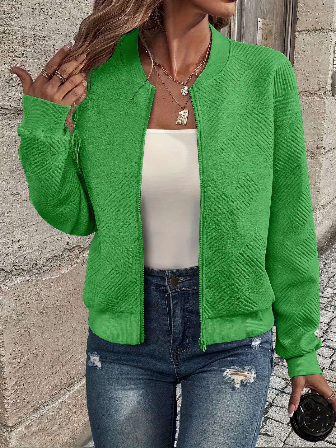 Charlotte | Textured Zip-Up Jacket