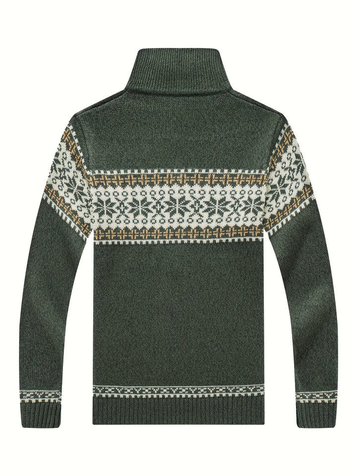 Gregory | Snowflake-Knit Zip Cardigan