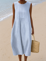 Rosamund | Striped Sleeveless Midi Dress