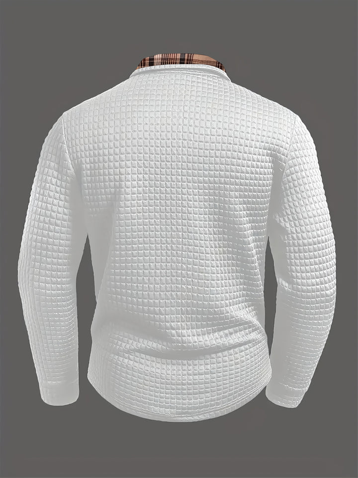 Perry | Men's Waffle Knit Plaid Collar Polo