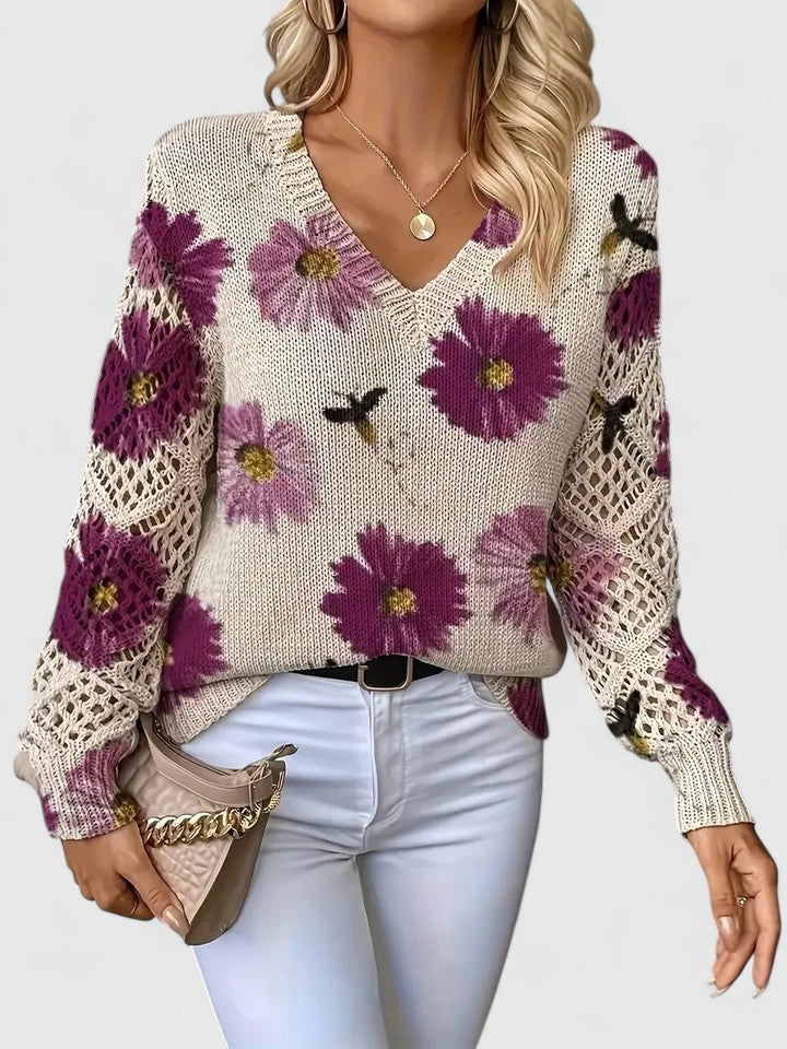 Nell | Floral V-Neck Sweater