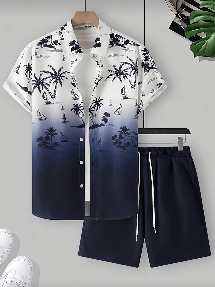 Whitaker | Men's Palm Print Shirt & Shorts Set
