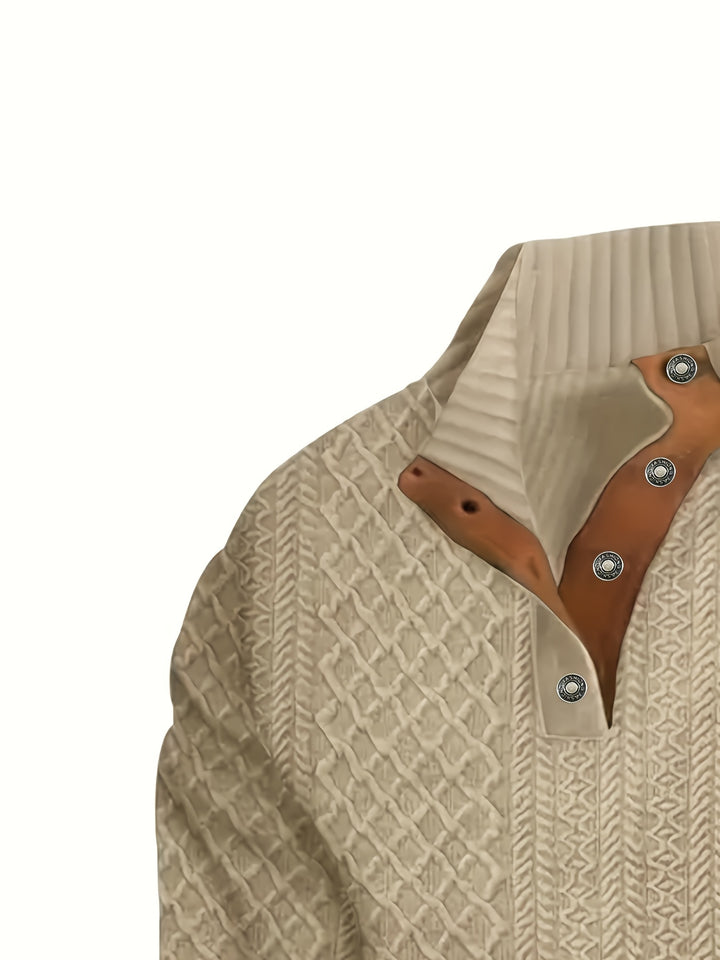 Hudson | Cable-Knit Button Henley Sweater
