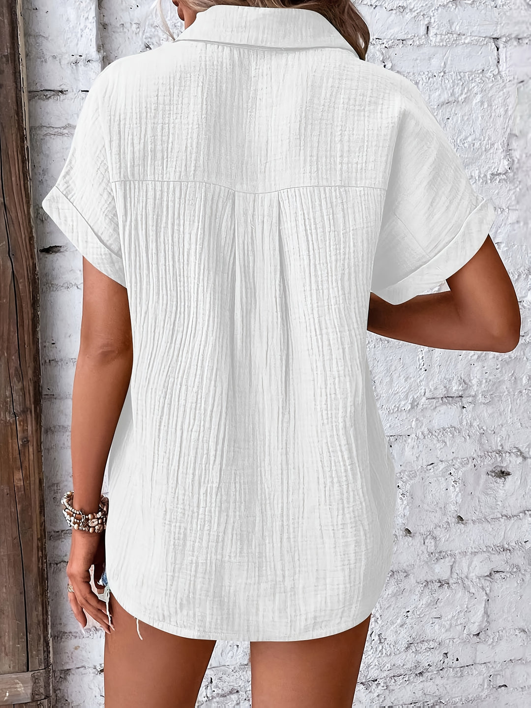 Harlow | Women's Textured Oversized Button-Up Shirt