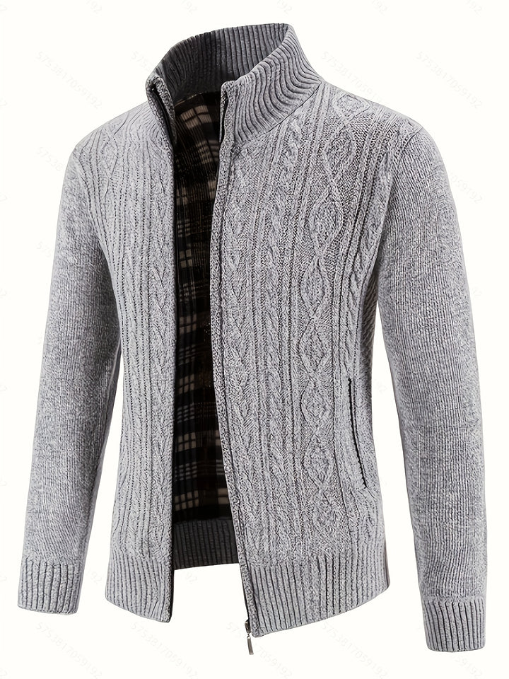 Rupert | Cable-Knit Stand-Collar Cardigan