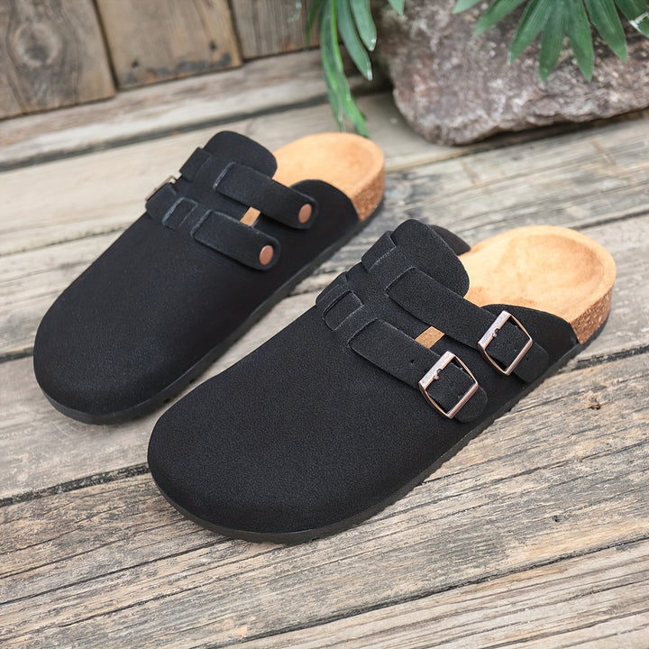 Oskar | Men's Double-Buckle Suede Clog Mule