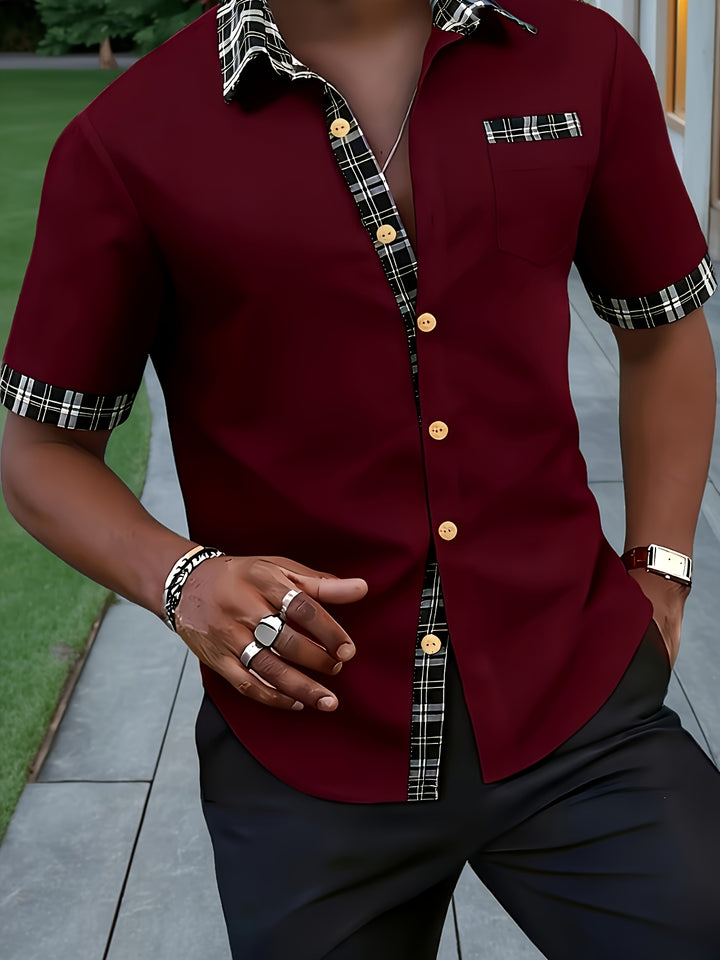 Fletcher | Men's Plaid Trim Short Sleeve Shirt