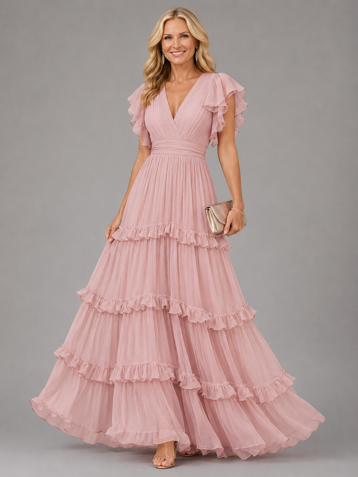 Wren | Tiered Flutter-Sleeve Maxi Dress