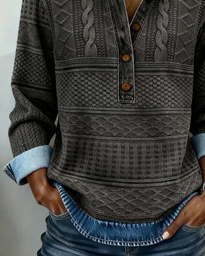 Delphina | Textured Collared Pullover