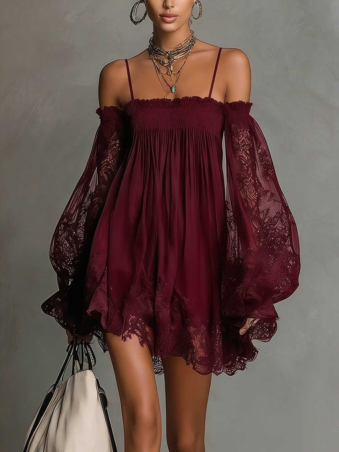 Celia | Off-Shoulder Lace Mini Dress