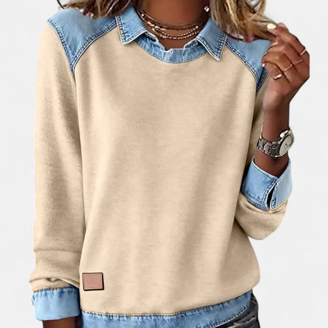 Odalie | Collared Two-Tone Sweater