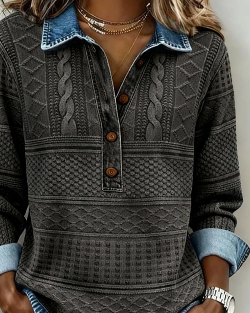 Delphina | Textured Collared Pullover
