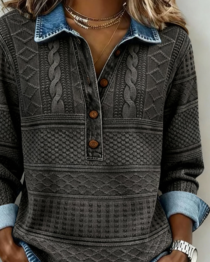 Delphina | Textured Collared Pullover