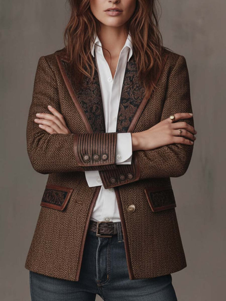 Rosaline | Herringbone Panel Blazer