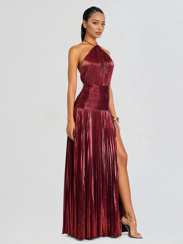 Miranda | Pleated Halter Maxi Dress