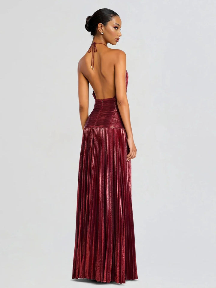 Miranda | Pleated Halter Maxi Dress