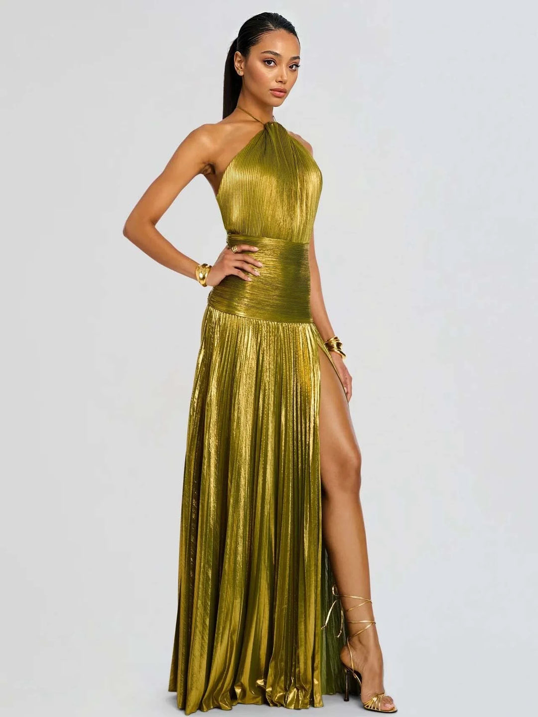 Miranda | Pleated Halter Maxi Dress