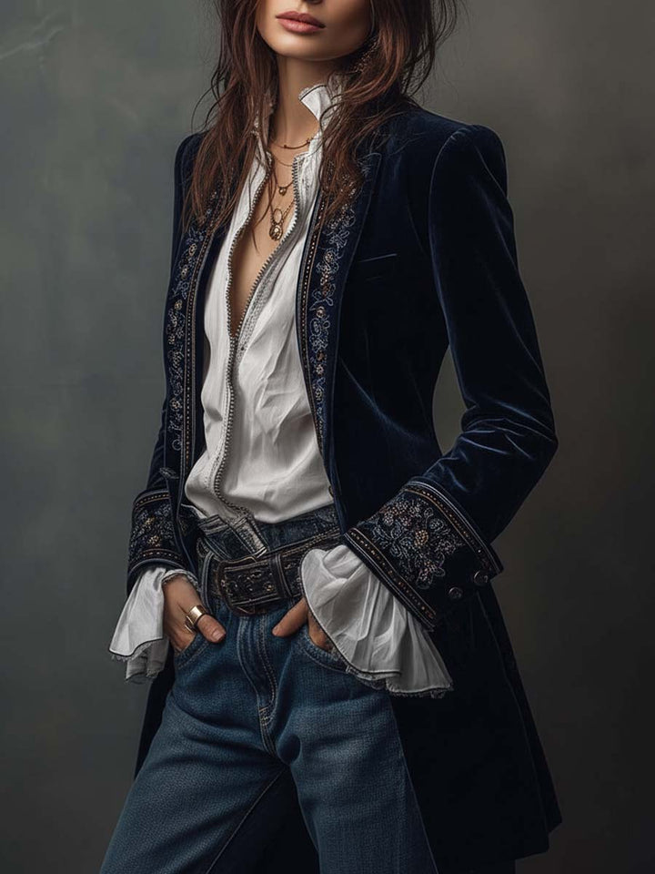 Isabelle | Embroidered Longline Jacket