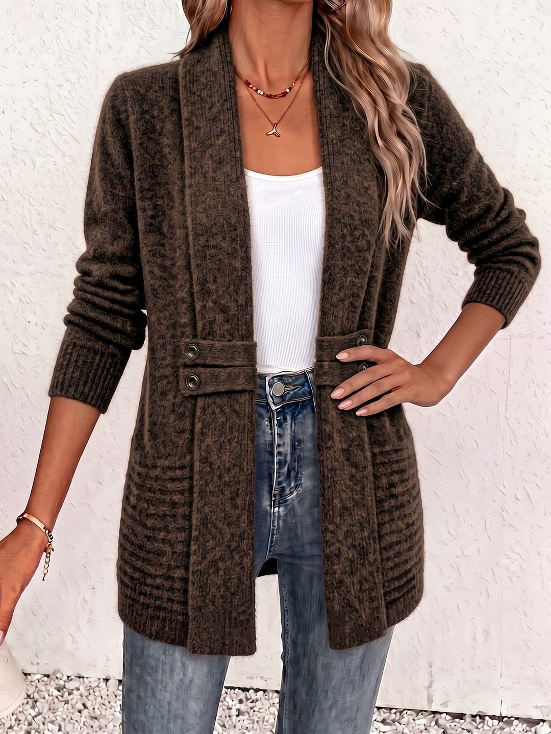 Cynthia | Cozy Ribbed Button-Tab Cardigan