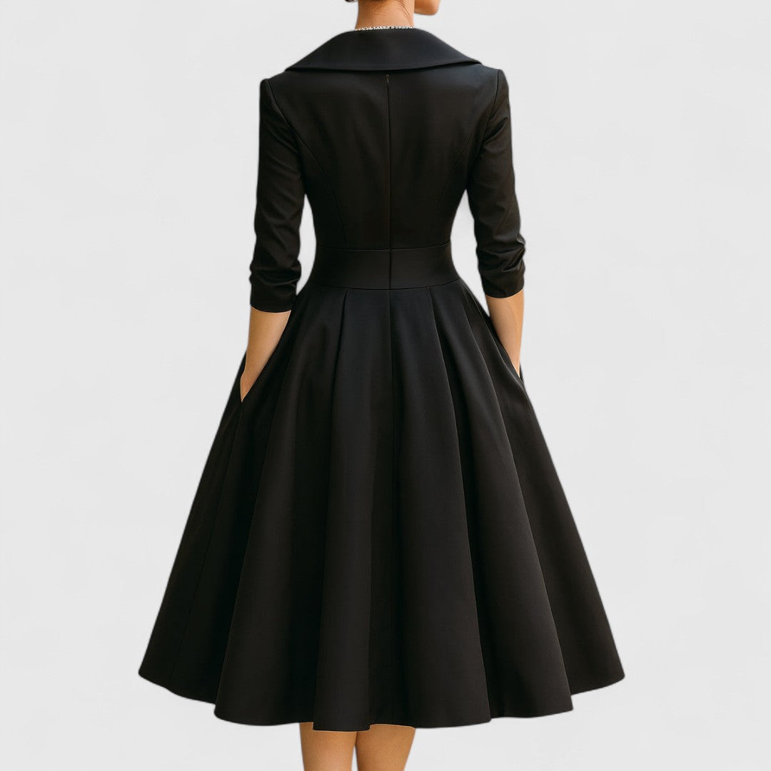 Lavinia | Pleated Collared Midi Dress