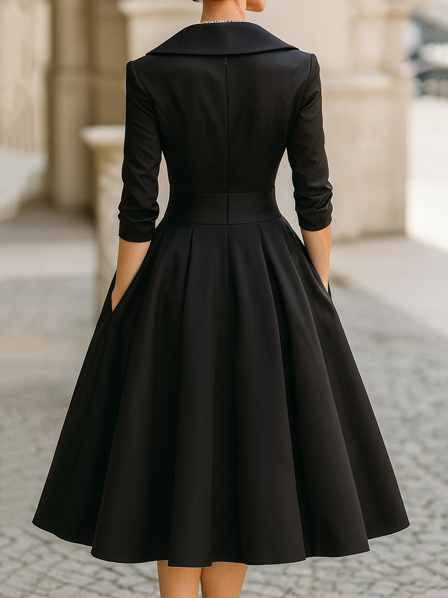 Wren | Shawl Collar A-Line Midi Dress