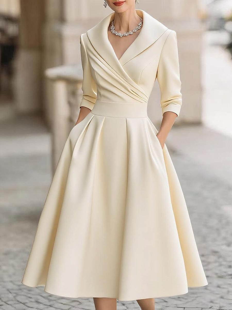 Wren | Shawl Collar A-Line Midi Dress