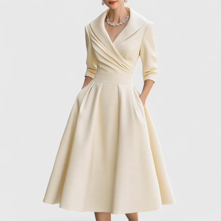 Lavinia | Pleated Collared Midi Dress