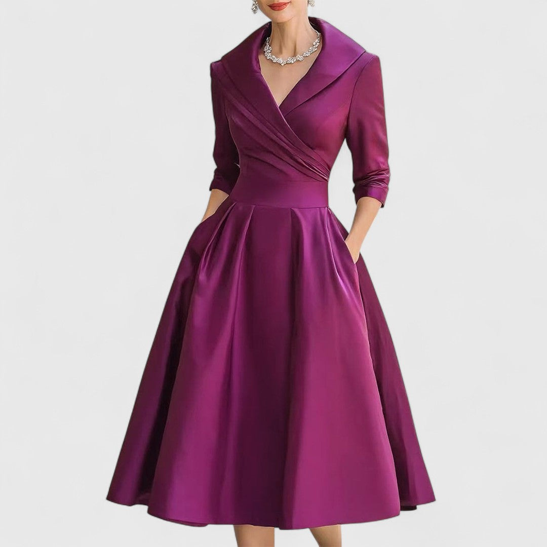 Lavinia | Pleated Collared Midi Dress