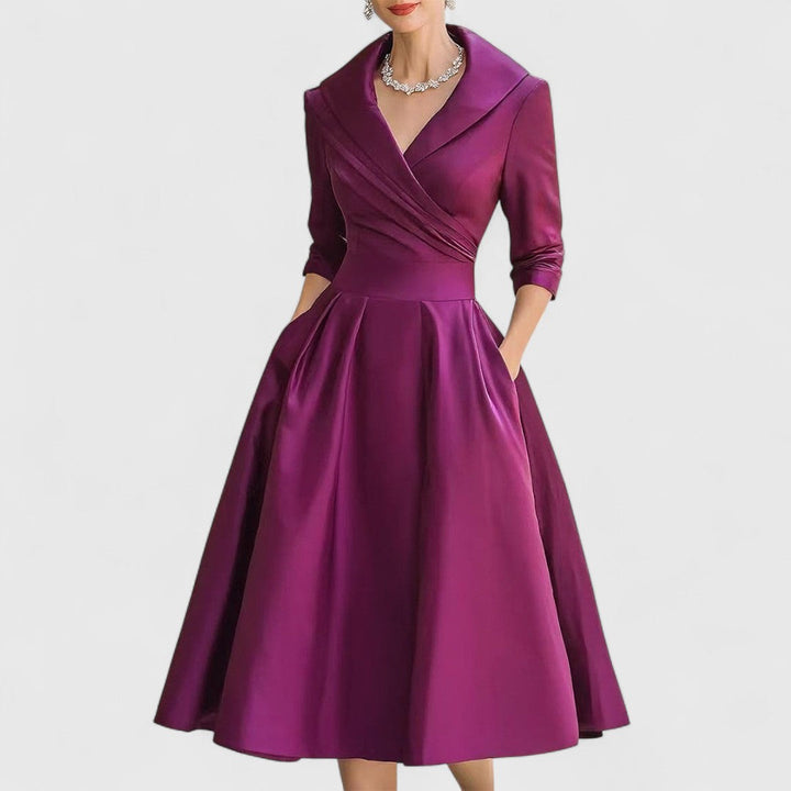 Lavinia | Pleated Collared Midi Dress