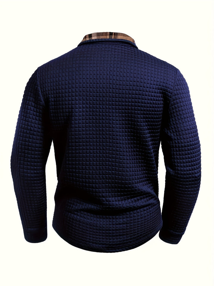 Perry | Men's Waffle Knit Plaid Collar Polo