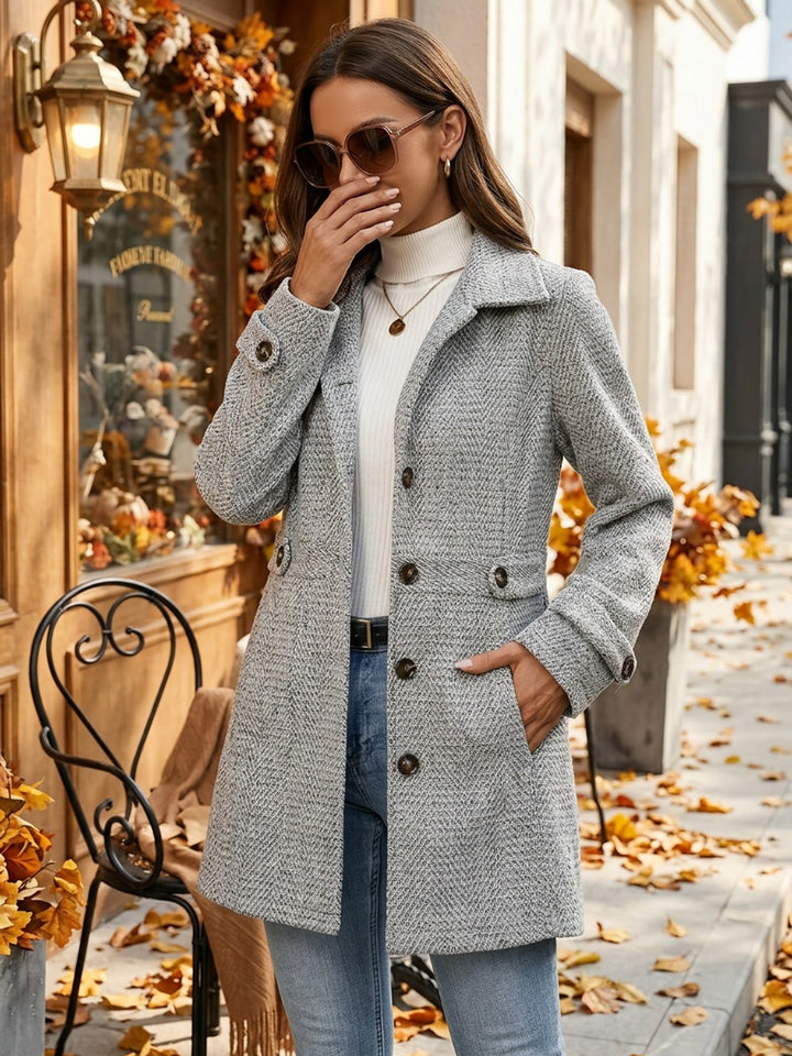 Rosamund | Waist-Defining Herringbone Coat