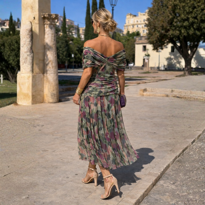 Corinna | Draped V-Neck Maxi Dress